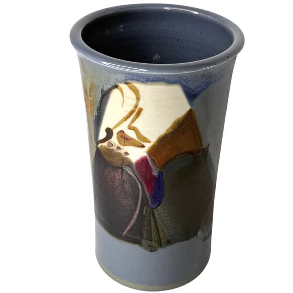 Studio Art Pottery VASE Gray Multi Glaze 9" Alan G Vigland American Crock Signed - Picture 9 of 9